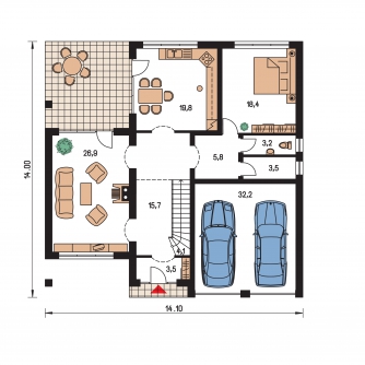 Zrkadlový obraz | Pôdorys prízemia - COMFORT 146